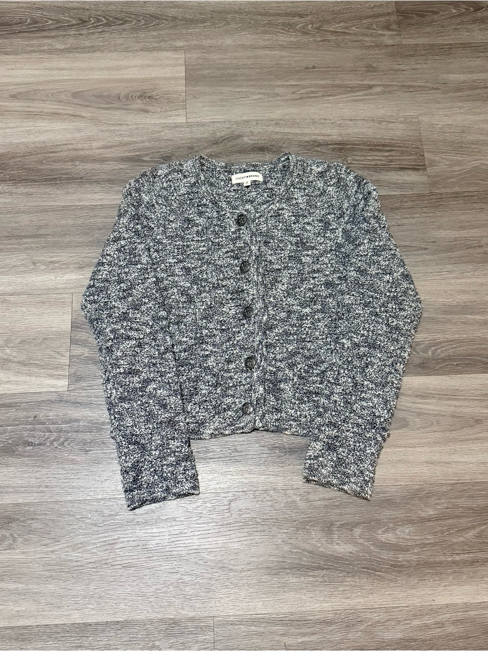Lucky Brand Gray Marled Button-Front Cardigan